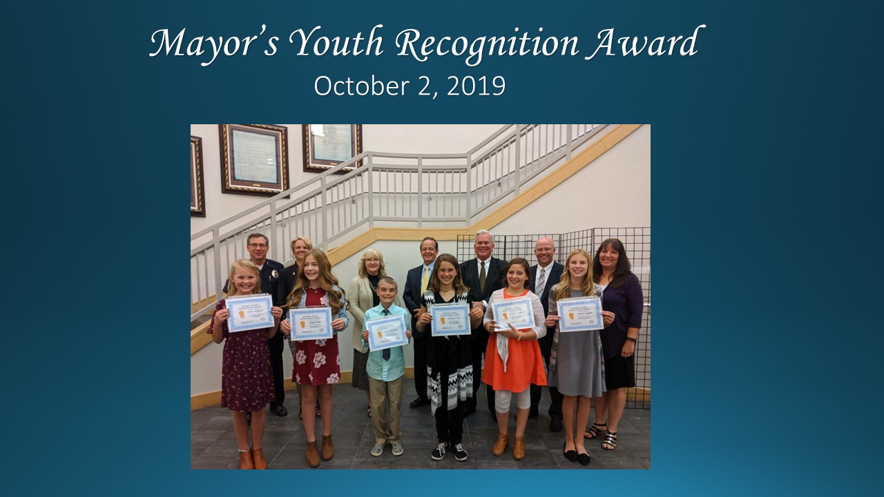 Mayor's Youth Recognition Award Presented October 2, 2019.